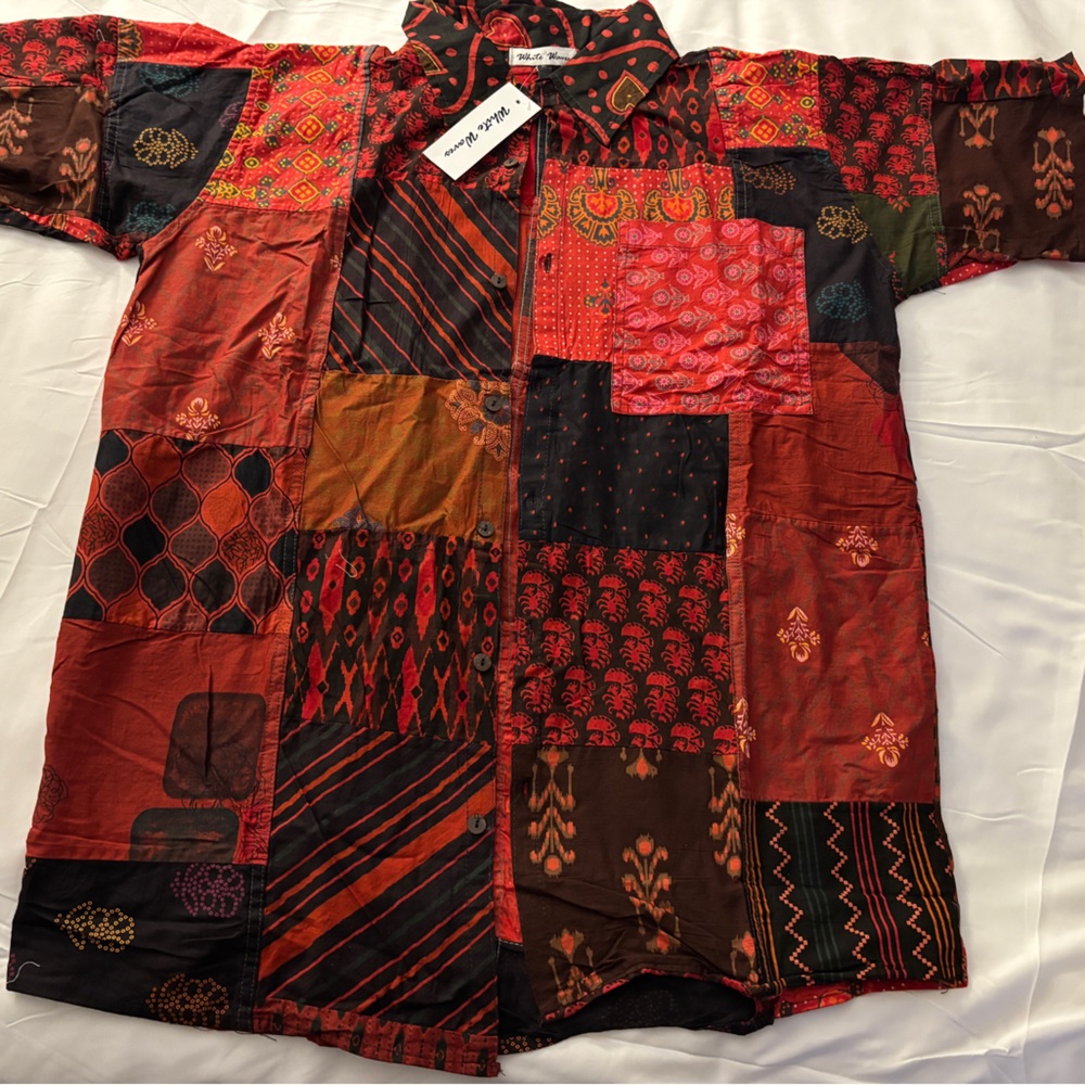 Vibrant Patchwork Button Down Shirt